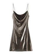 Women's Metallic Strap Mini Dress – Deep Back Fitted Party Dress