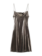 Women's Metallic Strap Mini Dress – Deep Back Fitted Party Dress