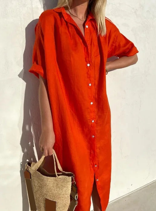 Women's Collared Shirt Dress – Casual Button-Up Dress