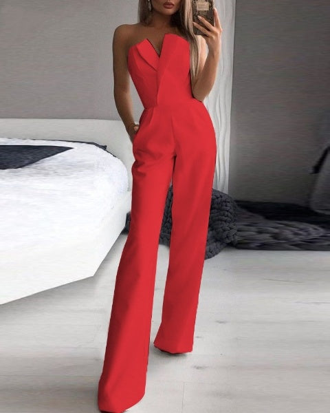 Women's Sleeveless Wide Leg Jumpsuit – Flowy Formal Occasion Jumpsuit