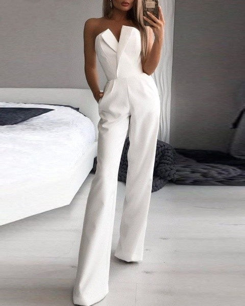 Women's Sleeveless Wide Leg Jumpsuit – Flowy Formal Occasion Jumpsuit