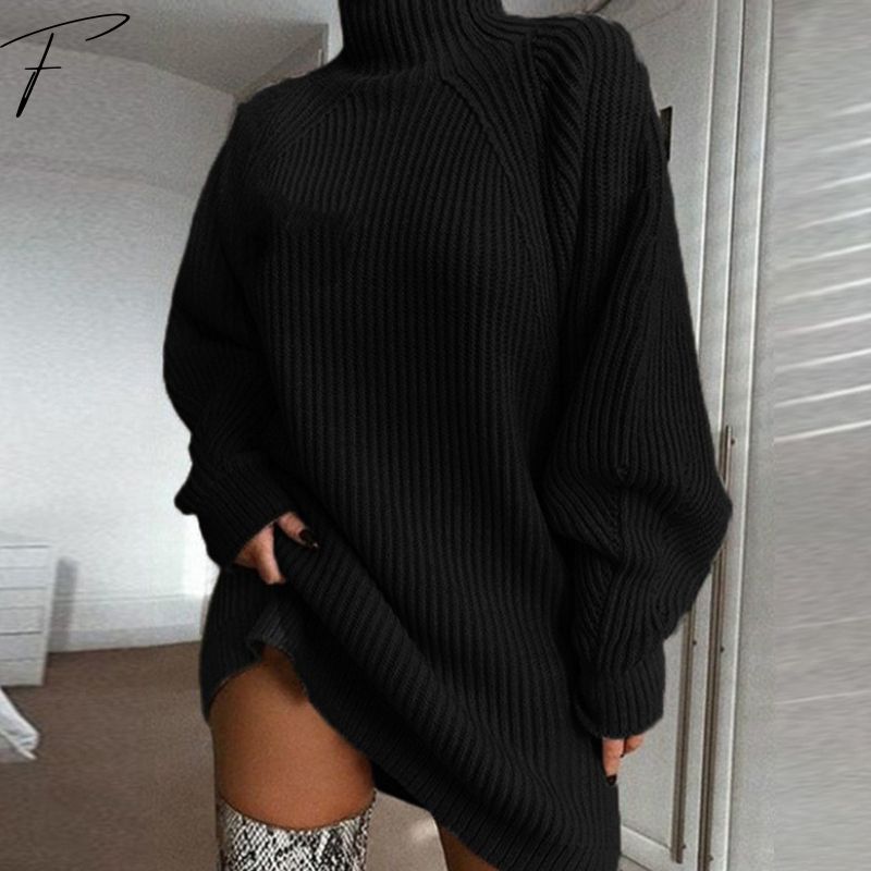 Women's Sweater Dress – Polo Collar Autumn Knit Dress
