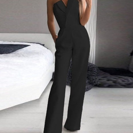 Women's Sleeveless Wide Leg Jumpsuit – Flowy Formal Occasion Jumpsuit