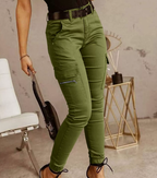 Women's Tapered Cargo Pants – High Waist Side Pocket Trousers