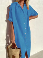 Women's Collared Shirt Dress – Casual Button-Up Dress