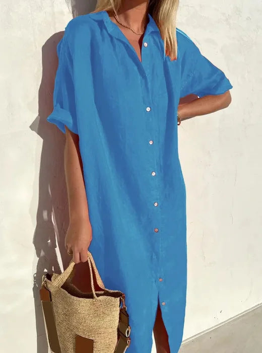 Women's Collared Shirt Dress – Casual Button-Up Dress
