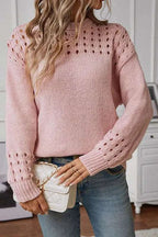 Women's Cutout Sweater – Fitted Long Sleeve Autumn Sweater