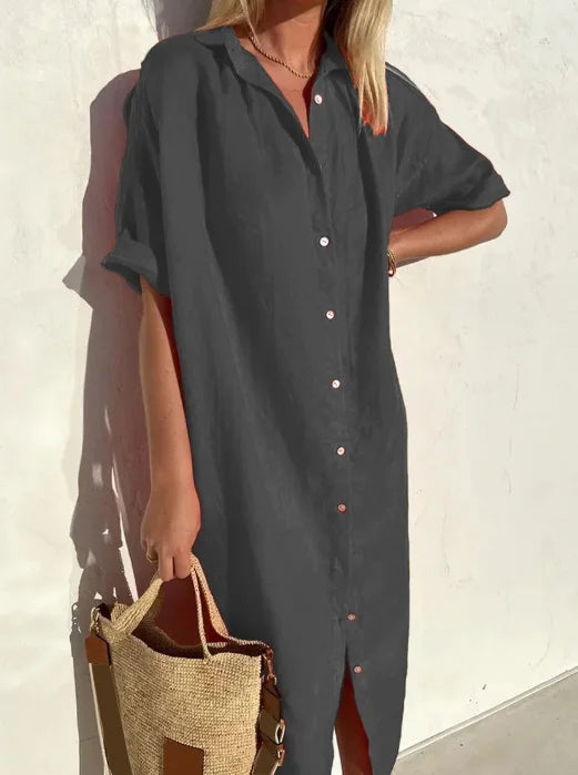 Women's Collared Shirt Dress – Casual Button-Up Dress