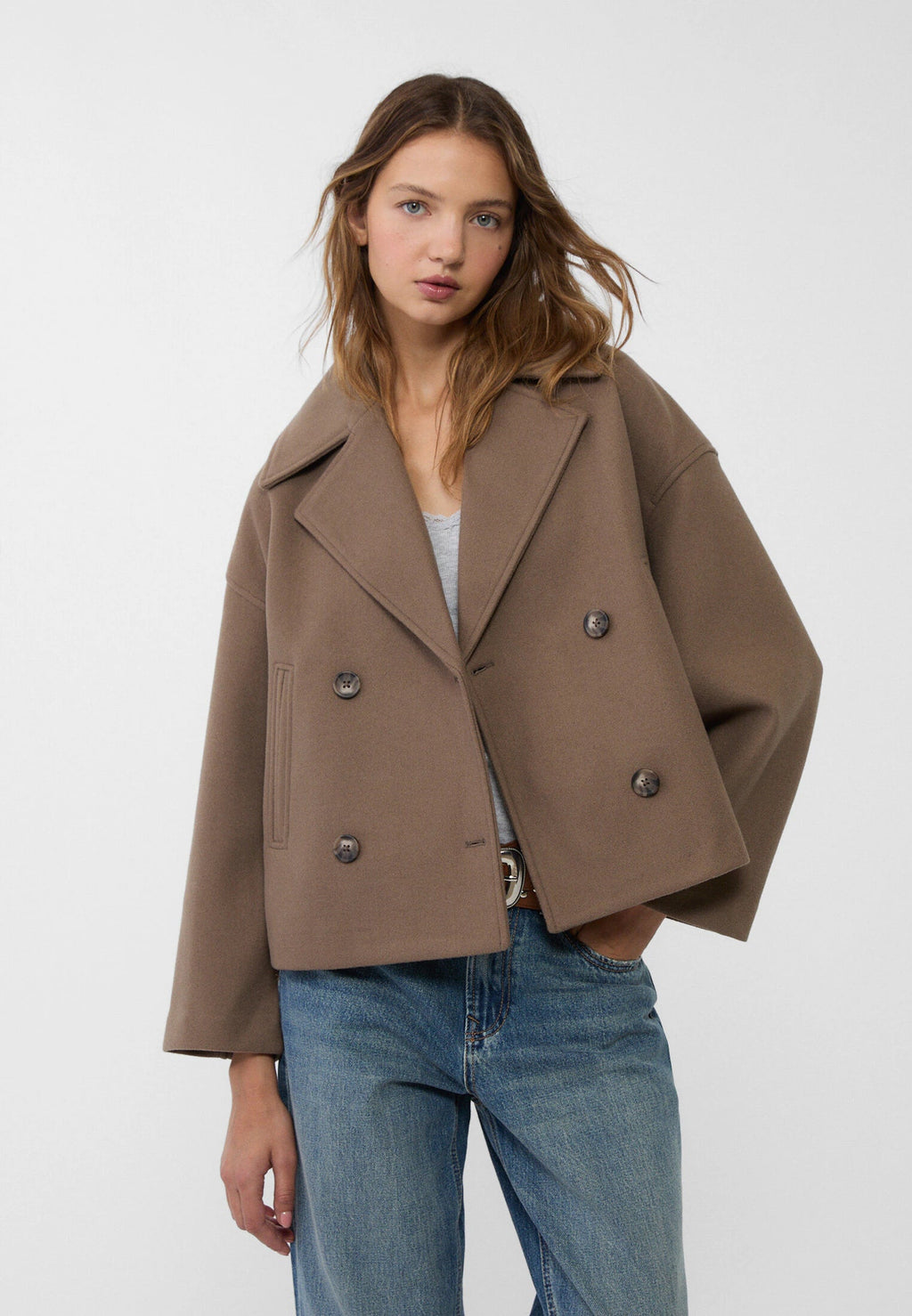 Women's Double Breasted Coat – Elegant Long Coat – Janet
