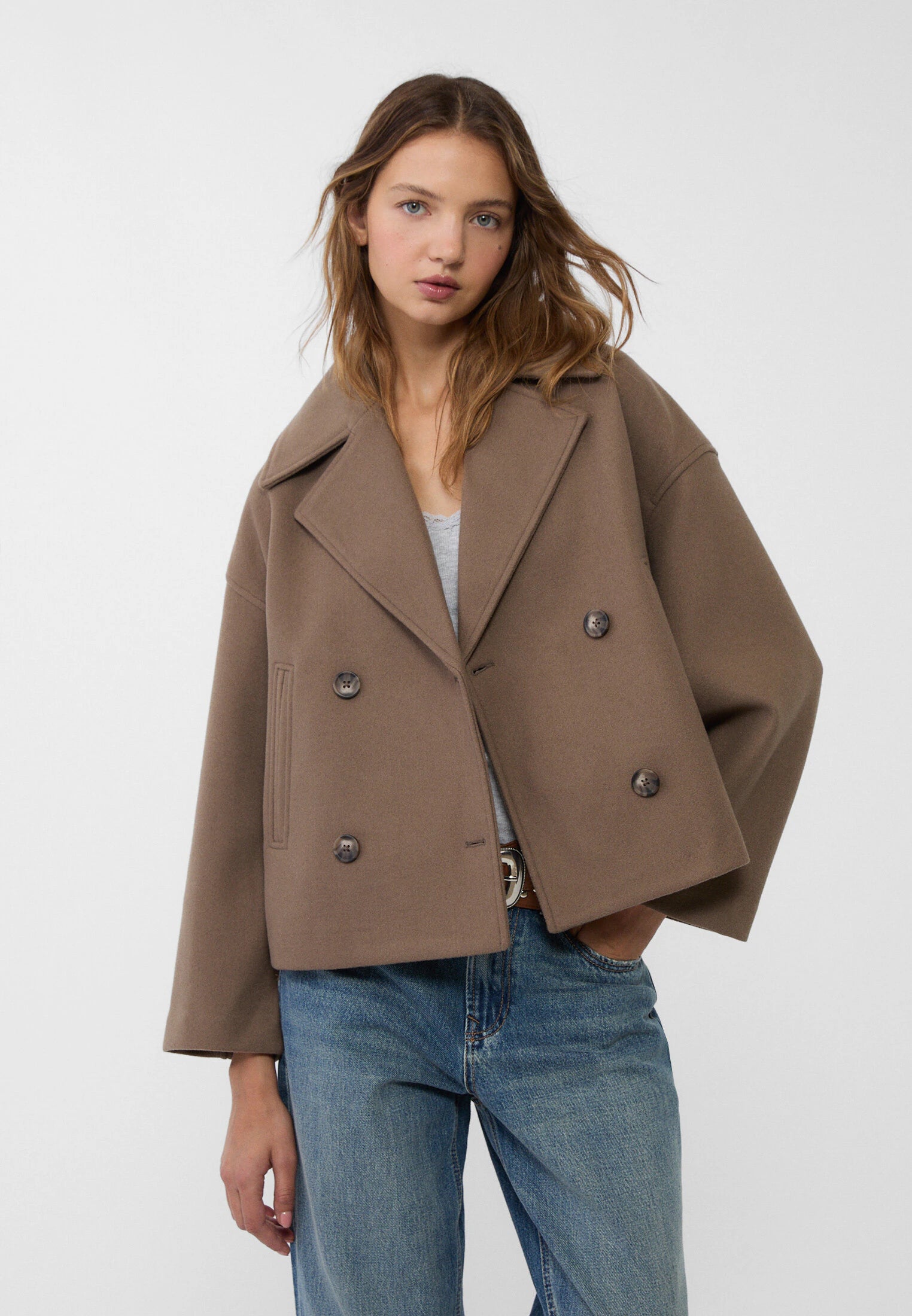 Women's Double Breasted Coat – Elegant Long Coat – Janet