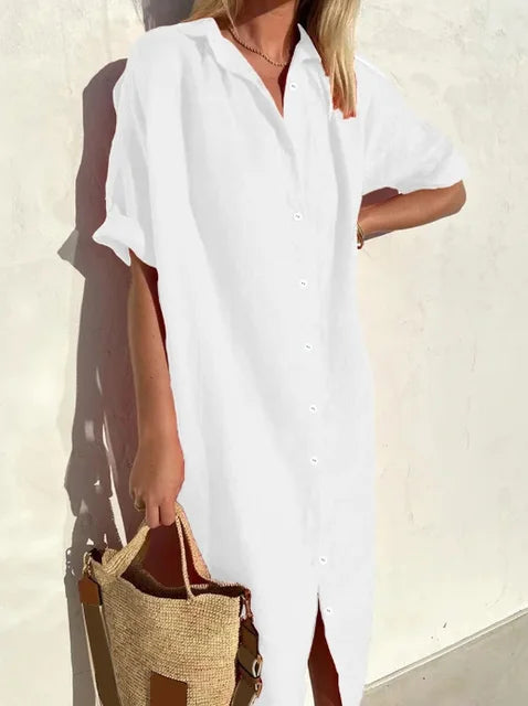 Women's Collared Shirt Dress – Casual Button-Up Dress