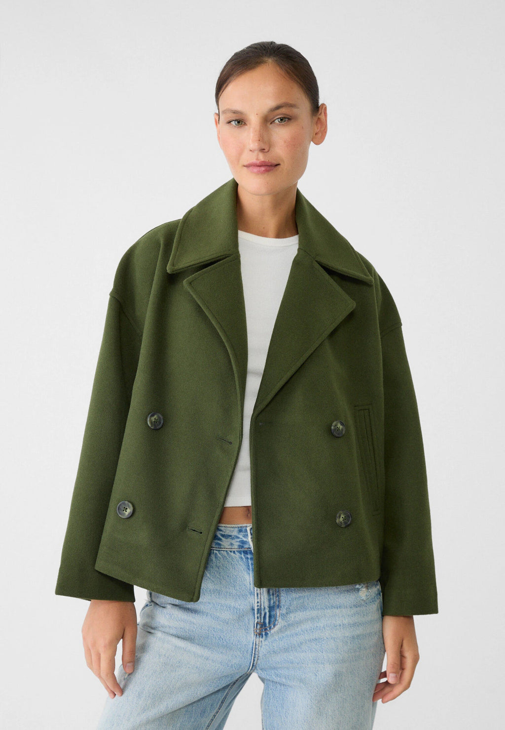 Women's Double Breasted Coat – Elegant Long Coat – Janet