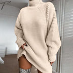 Women's Sweater Dress – Polo Collar Autumn Knit Dress