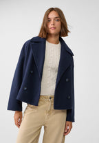 Women's Double Breasted Coat – Elegant Long Coat – Janet