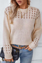 Women's Cutout Sweater – Fitted Long Sleeve Autumn Sweater