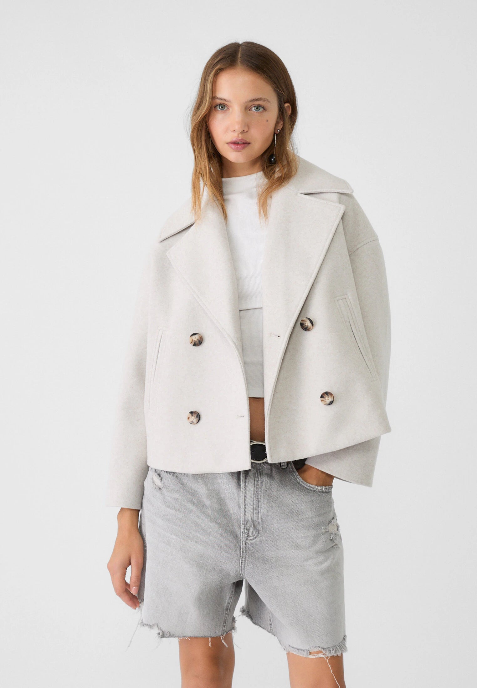 Women's Double Breasted Coat – Elegant Long Coat – Janet