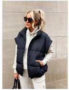 Women's Padded Vest – Sleeveless Zip-Up Pocket Gilet