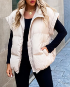 Women's Padded Vest – Sleeveless Zip-Up Pocket Gilet