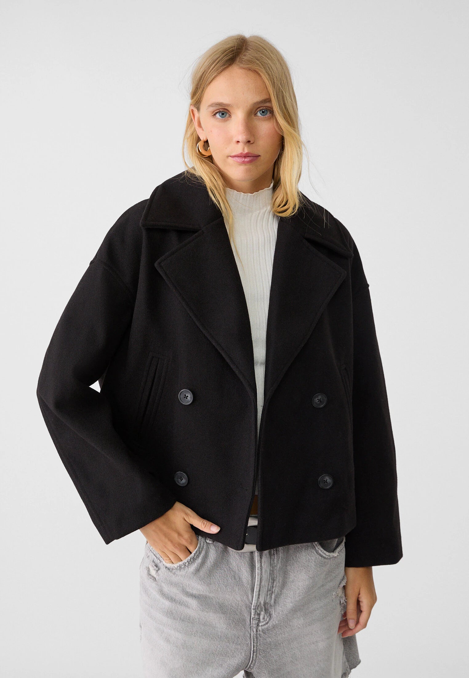 Women's Double Breasted Coat – Elegant Long Coat – Janet