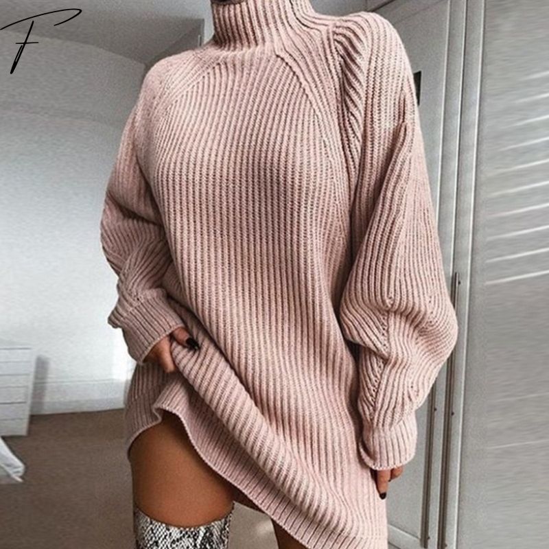 Women's Sweater Dress – Polo Collar Autumn Knit Dress