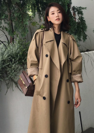 Women's Classic Trench Coat – Tailored Mid-Length Button Coat