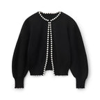 Women's Pearl Button Cardigan – V-Neck Pearl Embellished Cardigan
