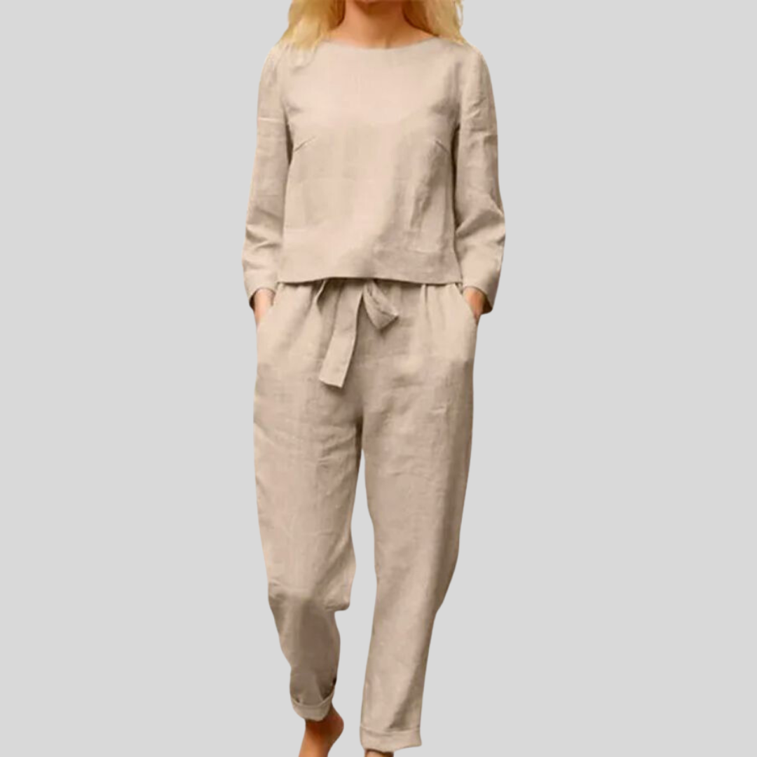 Women's Monochrome Two-Piece Set – Relaxed Top & Wide Leg Pants Set