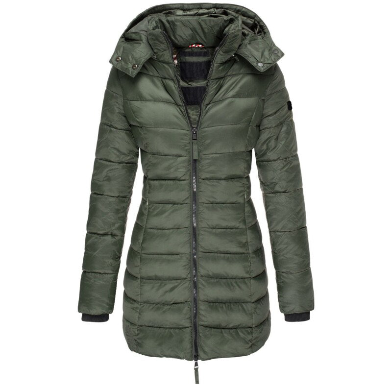 Women's Full-Length Puffer Coat – Hooded Longline Quilted Coat