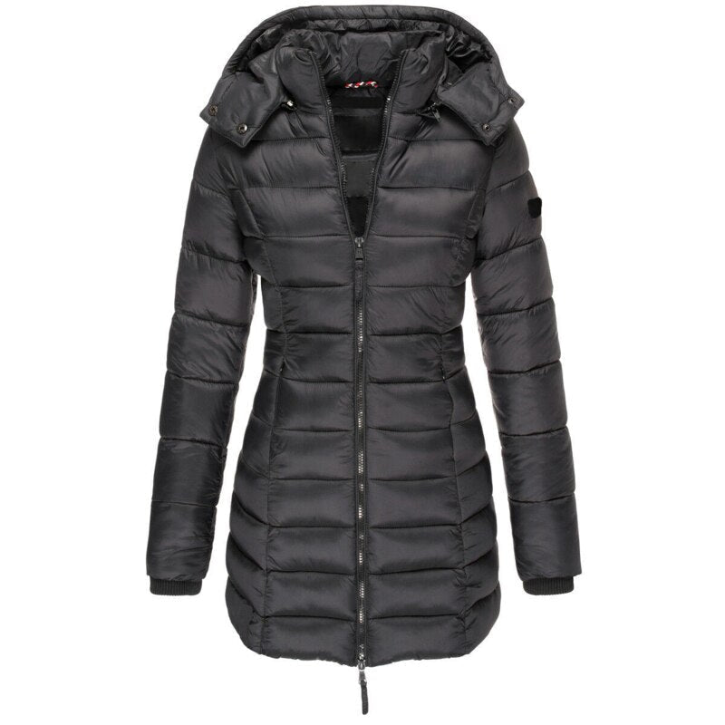 Women's Full-Length Puffer Coat – Hooded Longline Quilted Coat