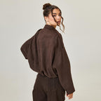 Women's Faux Suede Bomber Jacket – Casual Flight Jacket