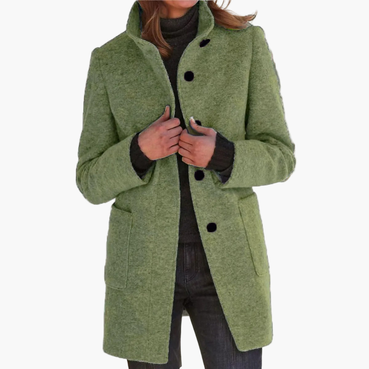 Women's Tailored Winter Coat – Classic Button Front Long Coat