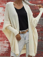 Women's Oversized Waffle Cardigan – Open Front Long Sleeve Cardigan