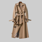 Women's Double-Breasted Trench Coat – Belted Midi Overcoat