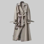 Women's Double-Breasted Trench Coat – Belted Midi Overcoat