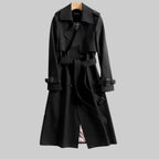 Women's Double-Breasted Trench Coat – Belted Midi Overcoat