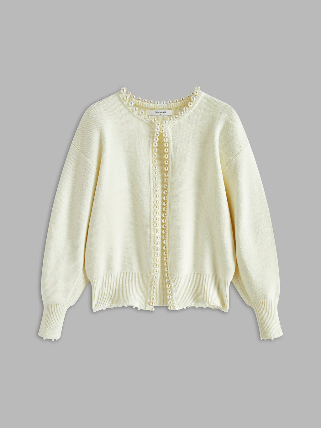 Women's Pearl Trim Cardigan – Distressed Hem Knit Cardigan