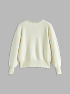Women's Pearl Trim Cardigan – Distressed Hem Knit Cardigan