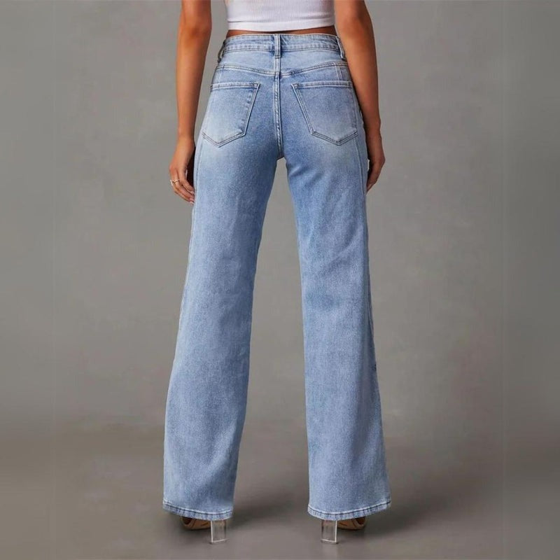 Women's Wide Leg Jeans – Relaxed Vintage Wash Jeans