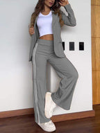 Women's Blazer Co-Ord Set – Sporty Wide Leg Suit