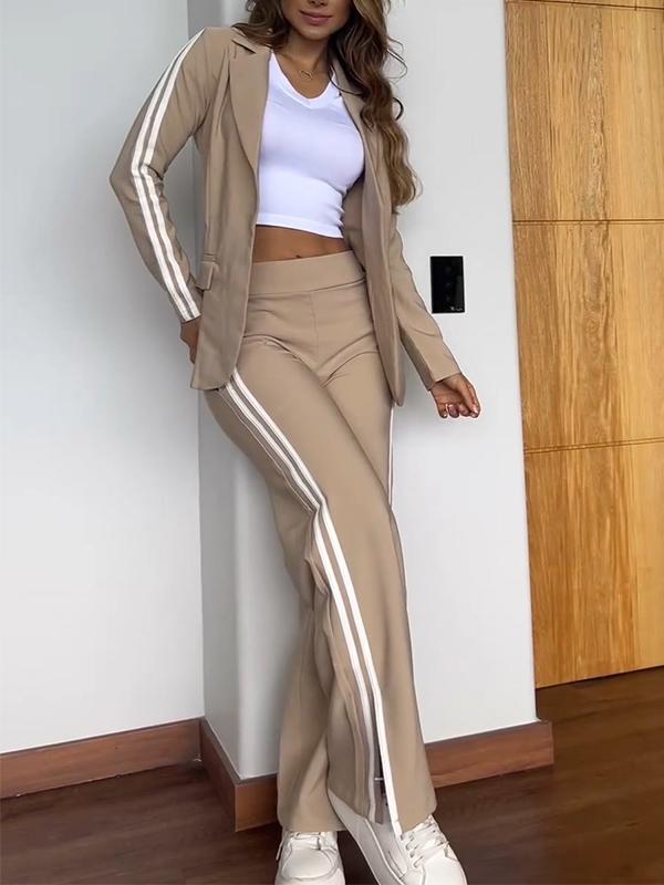 Women's Blazer Co-Ord Set – Sporty Wide Leg Suit