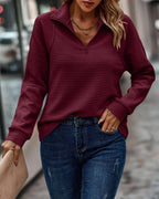 Women's V-Neck Half-Zip Sweater – Zip Collar Knit Pullover