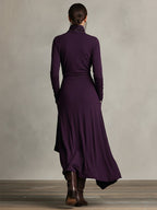 Women's Asymmetrical Knit Maxi Dress – High Neck Sweater Dress