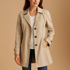 Women's Tailored Trench Coat – Button Front Long Coat