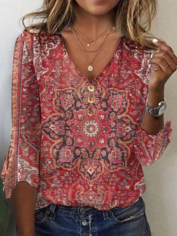 Women's Boho Blouse – Printed Summer Blouse – Alora