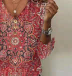 Women's Boho Oriental Print Blouse – Relaxed Patterned Blouse