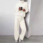 Women's Roll Neck Knit Set – Long Sleeve Top & Matching Bottom Set