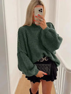 Women's Drop Shoulder Sweater – Slouchy Oversized Knit Pullover