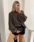 Women's Drop Shoulder Sweater – Slouchy Oversized Knit Pullover