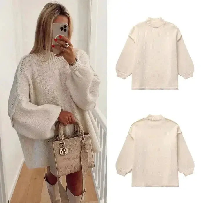Women's Drop Shoulder Sweater – Slouchy Oversized Knit Pullover