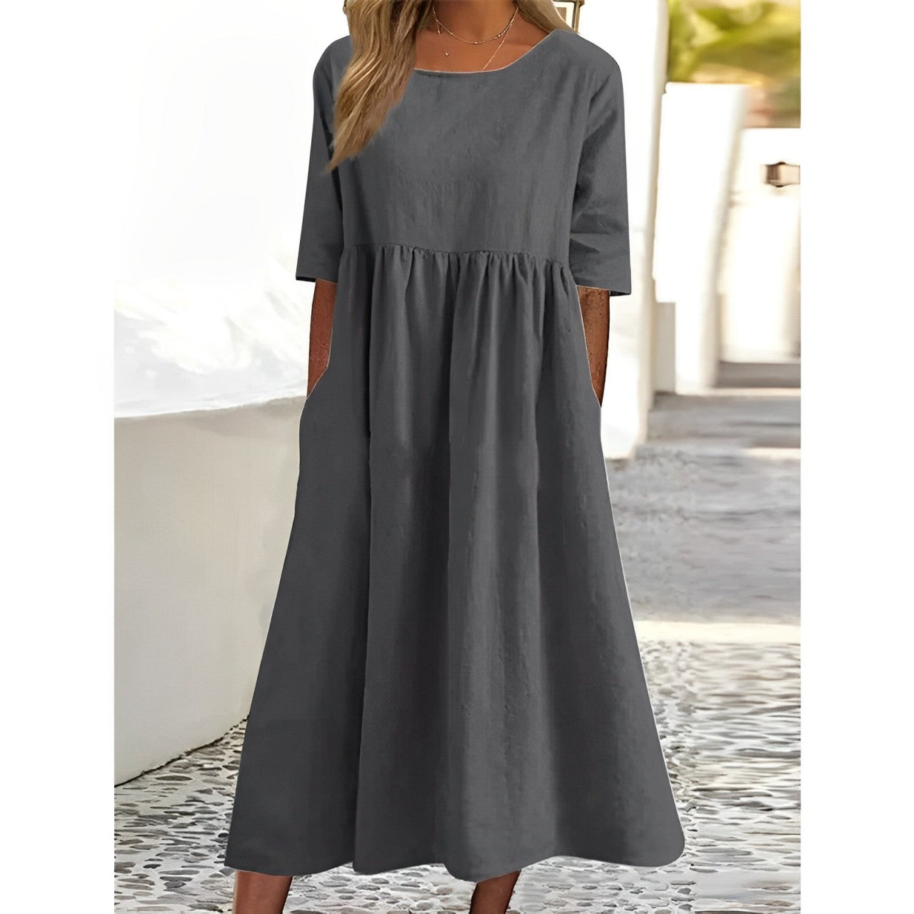 Women's Flowy Midi Dress – Casual Summer Dress